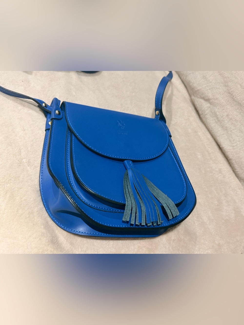 Stylish Genuine Florence Leather Bleu Bag Borse in Pelle Made Italy for Women